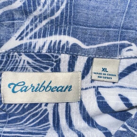 Caribbean Joe Men's Blue Floral Hawaiian Short Sleeve Shirt XL 100% Rayon 0624 - Picture 4 of 4